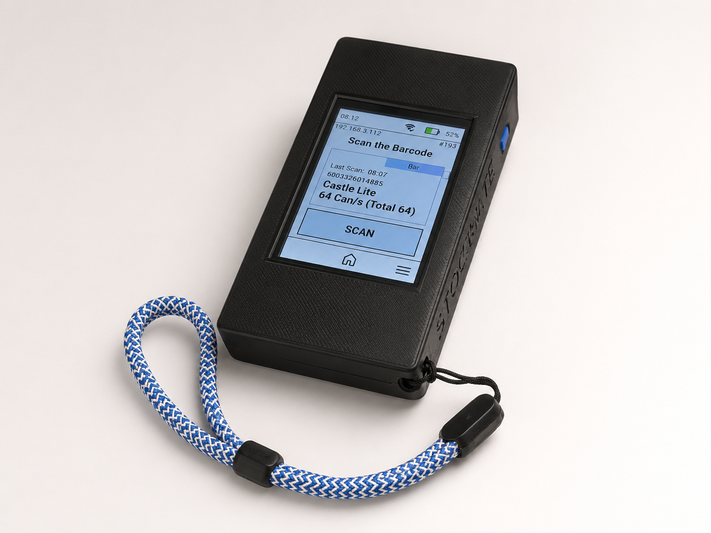 Stockmate handheld counter showing the scan screen