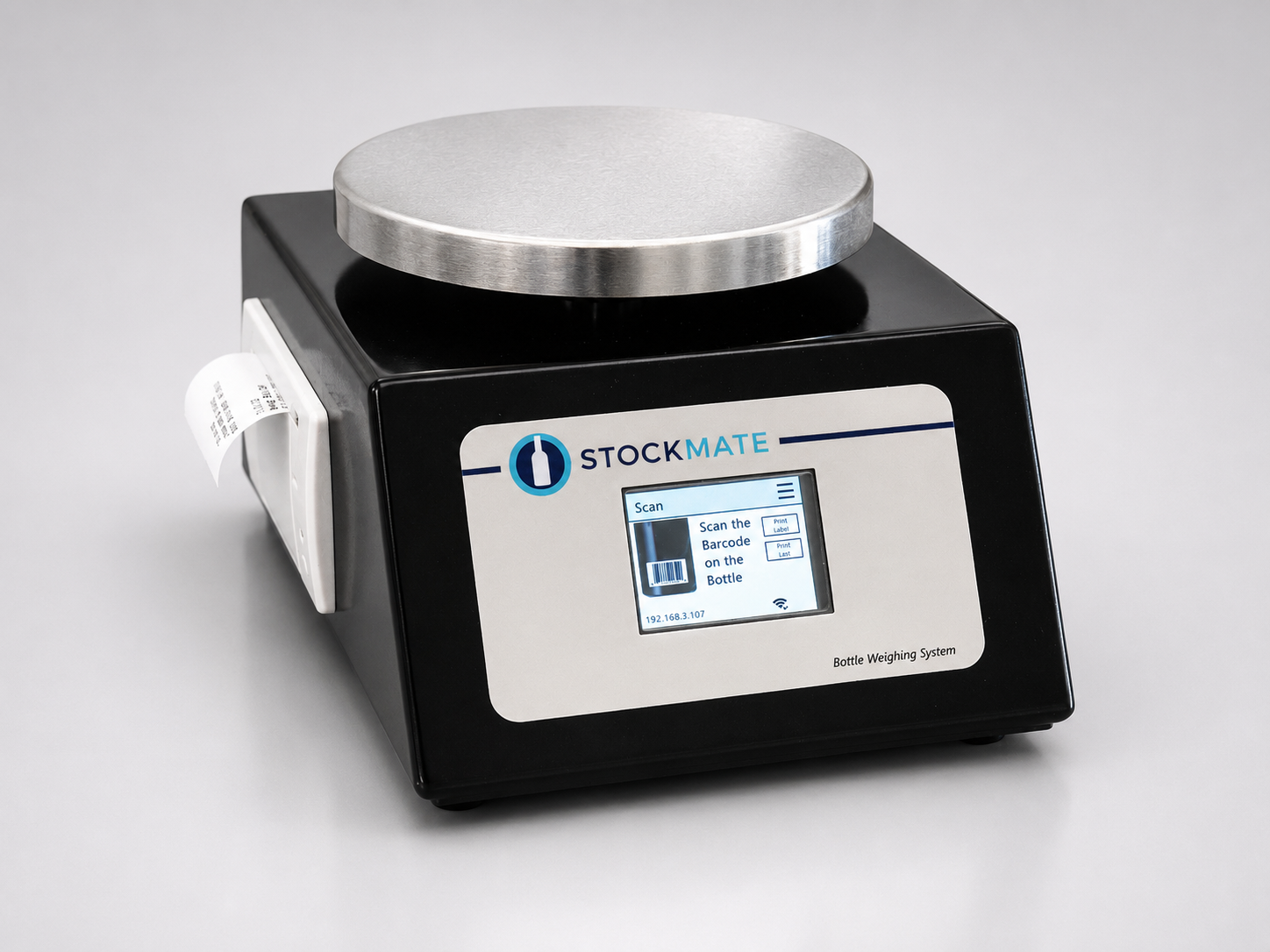 Stockmate bottle weighing scale with scanner and printer
